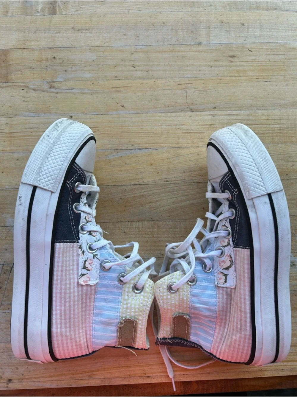 Converse High Top Picnic Patchwork Lifted Youth‎ Sneaker Shoes Size 6